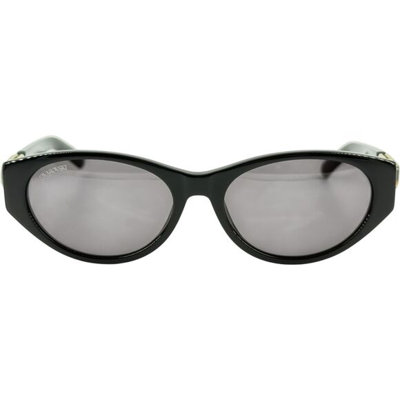 Swarovski SK0350 Womens Plastic Sunglass 01A Shiny Black 55-17 Gray Lens w Case - Picture 3 of 5
